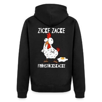 Hühnerhalter Hühnerstall Huhn Henne Frühstück Ei - Unisex Premium Bio Zip Hoodie - Schwarz - Hinten - Nico (187cm)