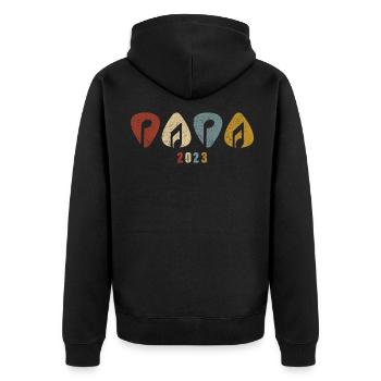 Gitarrist Papa 2023 Musiker Vater Gitarre Plektron - Unisex Premium Bio Zip Hoodie - Schwarz - Hinten - Nico (187cm)