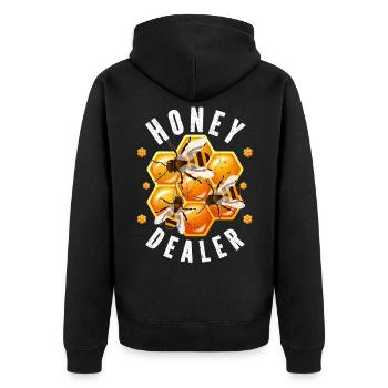 Honeydealer Honigbiene Bienenzüchter Imker Imkerin - Unisex Premium Bio Zip Hoodie - Schwarz - Hinten - Nico (187cm)