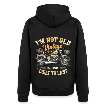 Millésime 1961 Born Moto Cadeau d’anniversaire - Veste à capuche bio Premium Unisexe - noir - Dos - Nico (187cm)