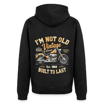 Vintage 1984 Born Moto Cadeau d’anniversaire - Veste à capuche bio Premium Unisexe - noir - Dos - Nico (187cm)