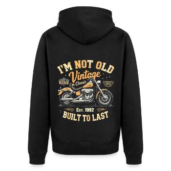 Millésime 1992 Né Moto Cadeau d’anniversaire - Veste à capuche bio Premium Unisexe - noir - Dos - Nico (187cm)