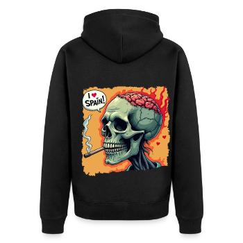 Zombie Skull – I Love Spain Design - Unisex Premium Organic Zip Hoodie - black - Back - Nico (187cm)