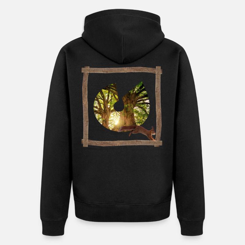 la forêt avec écureuils - Veste à capuche bio Premium Unisexe - noir
