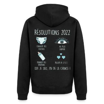 Résolutions 2022 couches sommeil biberons amour - Veste à capuche bio Premium Unisexe - noir - Dos - Nico (187cm)