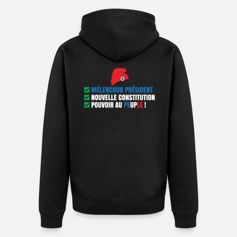 Nouvelle constitution Jean-Luc Mélenchon peuple - Veste à capuche bio Premium Unisexe - noir