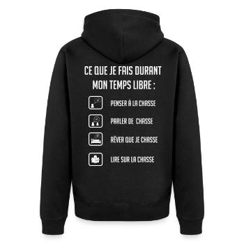 Chasseur accro amoureux chasse temps libre loisirs - Veste à capuche bio Premium Unisexe - noir - Dos - Nico (187cm)