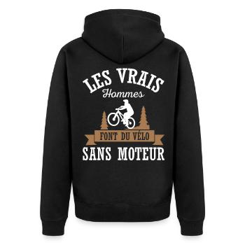 Les vrais hommes font du vélo sans moteur cycliste - Veste à capuche bio Premium Unisexe - noir - Dos - Nico (187cm)