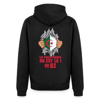 Les vrais zommes on est là dz algérie patrie foot - Veste à capuche bio Premium Unisexe - noir - Dos - Nico (187cm)