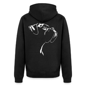 Boxer Silhouette Hunde Hund Wilsigns - Unisex Premium Bio Zip Hoodie - Schwarz - Hinten - Nico (187cm)