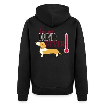 Drever Fieber leicht - Unisex Premium Bio Zip Hoodie - Schwarz - Hinten - Nico (187cm)