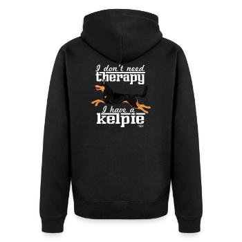 kelpietherapie3 - Unisex Premium Bio Zip Hoodie - Schwarz - Hinten - Nico (187cm)