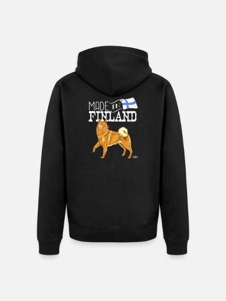 Finnish Spitz earin madein - Unisex Premium Organic Zip Hoodie - black
