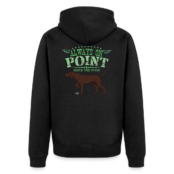 ssonpoint3 - Unisex Premium Bio Zip Hoodie - Schwarz - Hinten - Nico (187cm)