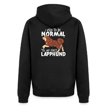 lapphundnormal - Unisex Premium Bio Zip Hoodie - Schwarz - Hinten - Nico (187cm)