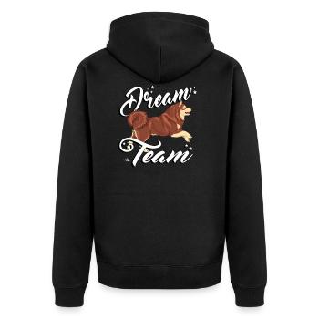 slkdreamteam - Unisex Premium Bio Zip Hoodie - Schwarz - Hinten - Nico (187cm)