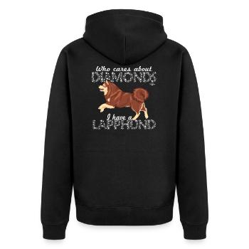 lapphunddiamond4 - Unisex Premium Bio Zip Hoodie - Schwarz - Hinten - Nico (187cm)