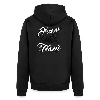 slkdreamteam3 - Unisex Premium Bio Zip Hoodie - Schwarz - Hinten - Nico (187cm)