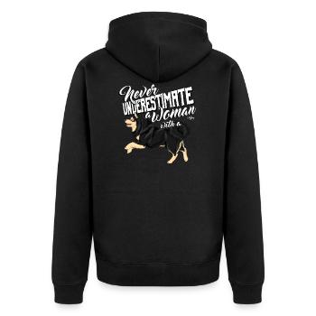 slkunderestimate4 - Unisex Premium Bio Zip Hoodie - Schwarz - Hinten - Nico (187cm)