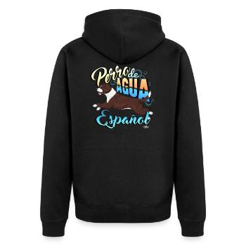 perrodeaguaespanol11 - Unisex Premium Bio Zip Hoodie - Schwarz - Hinten - Nico (187cm)