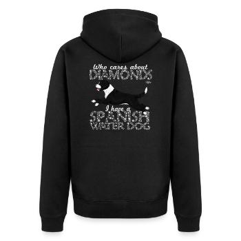 perrodiamonds9 - Unisex Premium Bio Zip Hoodie - Schwarz - Hinten - Nico (187cm)