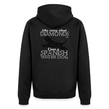 perrodiamonds10 - Unisex Premium Bio Zip Hoodie - Schwarz - Hinten - Nico (187cm)