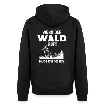 Wald - Unisex Premium Bio Zip Hoodie - Schwarz - Hinten - Nico (187cm)