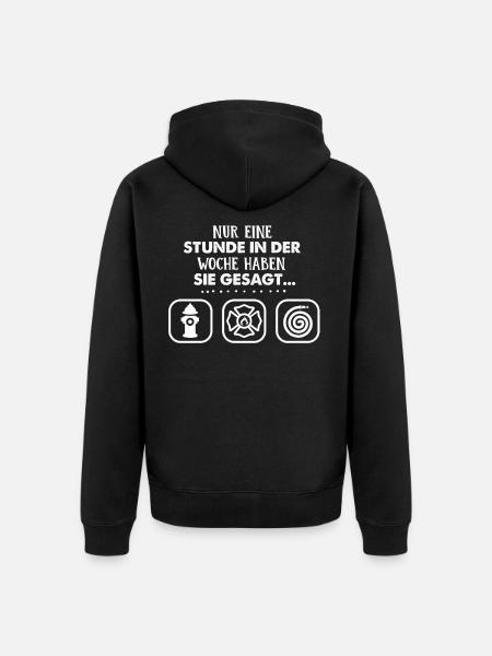 Nur eine Stunde die Woche, Freiwillige Feuerwehr - Unisex Premium Bio Zip Hoodie - Schwarz