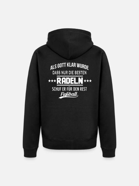 Als Gott klar wurde - RADELN - Unisex Premium Bio Zip Hoodie - Schwarz