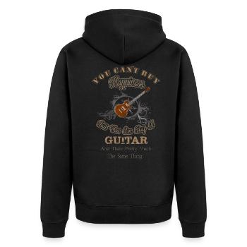 You can´t buy.....GUITAR.png - Unisex Premium Bio Zip Hoodie - Schwarz - Hinten - Nico (187cm)