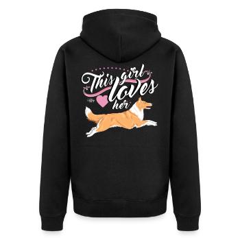 pkcolliegirl3 - Unisex Premium Bio Zip Hoodie - Schwarz - Hinten - Nico (187cm)