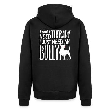 bullytherapydont2 - Unisex Premium Bio Zip Hoodie - Schwarz - Hinten - Nico (187cm)