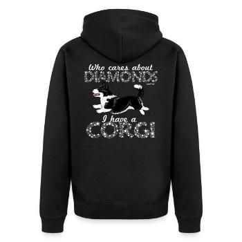 diamondcorgi7 - Unisex Premium Bio Zip Hoodie - Schwarz - Hinten - Nico (187cm)