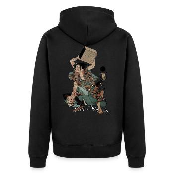 Sato Tadanobu with a goban - Unisex Premium Organic Zip Hoodie - black - Back - Nico (187cm)