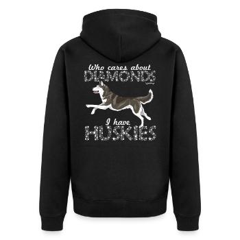 Siberian Husky Diamonds2 - Unisex Premium Bio Zip Hoodie - Schwarz - Hinten - Nico (187cm)