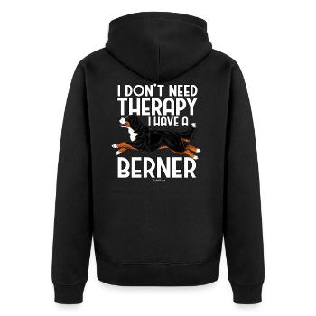 Bernese Berner Therapy 4 - Unisex Premium Organic Zip Hoodie - black - Back - Nico (187cm)