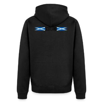 Schottland Flagge/Banner 005 AllroundDesigns - Unisex Premium Bio Zip Hoodie - Schwarz - Hinten - Nico (187cm)