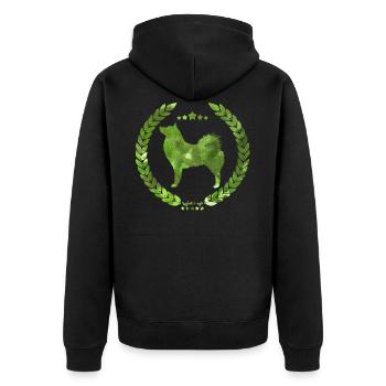 Finnish Spitz Ear Army Green - Unisex Premium Organic Zip Hoodie - black - Back - Nico (187cm)