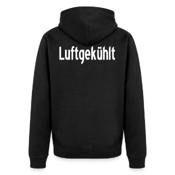 Luftgekühlt - German Word - Unisex Premium Bio Zip Hoodie - Schwarz - Hinten - Nico (187cm)