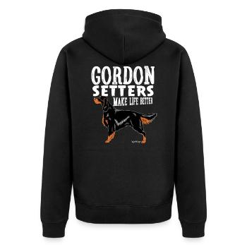 Gordon Setter Better W2 - Unisex Premium Organic Zip Hoodie - black - Back - Nico (187cm)