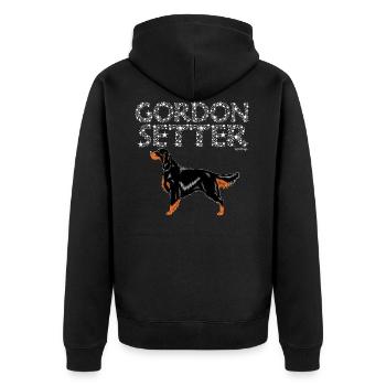 Gordon Setter Bling - Unisex Premium Organic Zip Hoodie - black - Back - Nico (187cm)