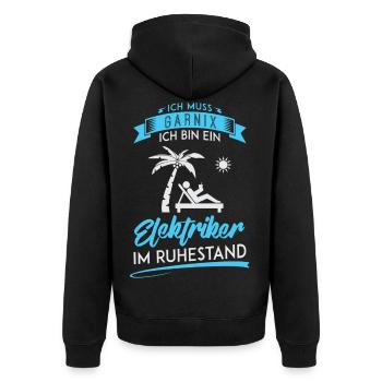 ELEKTRIKER RUHESTAND / HANDWERK - Unisex Premium Bio Zip Hoodie - Schwarz - Hinten - Nico (187cm)