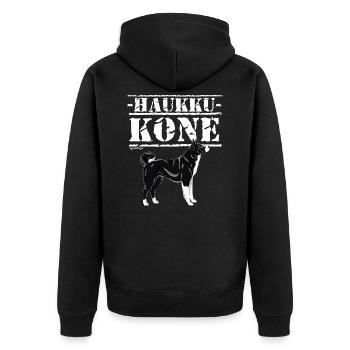 Bear Dog Pike V - Unisex Premium Organic Zip Hoodie - black - Back - Nico (187cm)