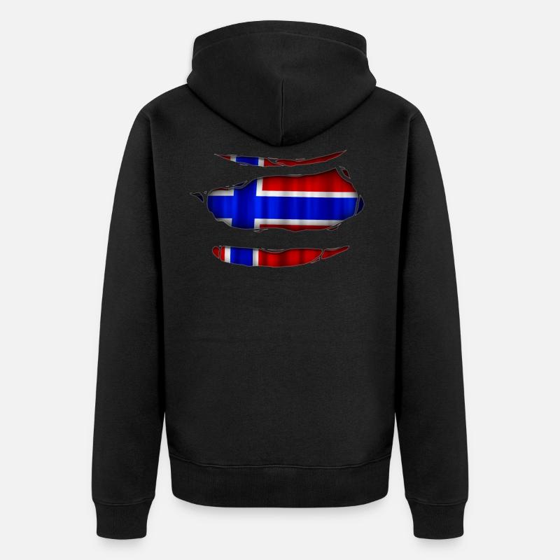 Norvège Drapeau Ripped 017 - Veste à capuche bio Premium Unisexe - noir