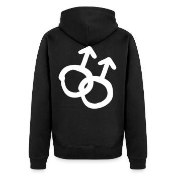 sexe symbole sexe gay mâle hommes gay - Veste à capuche bio Premium Unisexe - noir - Dos - Nico (187cm)