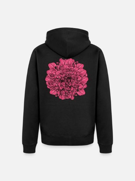 Pink Flower - Unisex Premium Organic Zip Hoodie - black