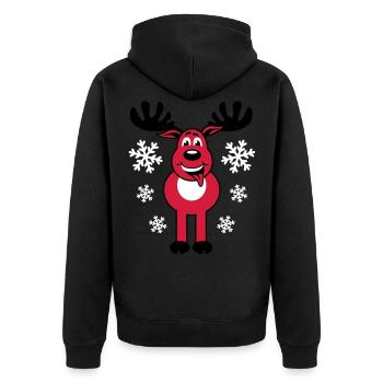 Cerf Rudolph caractère et neige de bande dessinée - Veste à capuche bio Premium Unisexe - noir - Dos - Nico (187cm)
