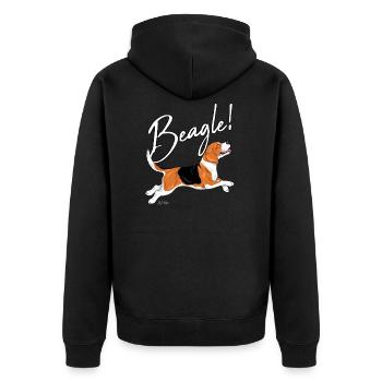 Beagle! - Unisex Premium Organic Zip Hoodie - black - Back - Nico (187cm)