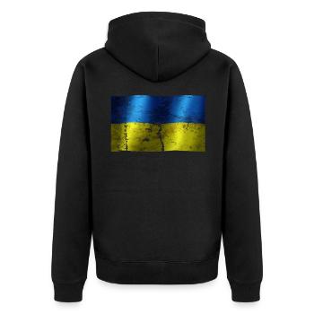 Drapeau de l'Ukraine un look sport d'occasion vintage cool - Veste à capuche bio Premium Unisexe - noir - Dos - Nico (187cm)