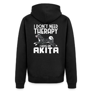 Akita Therapy III - Unisex Premium Organic Zip Hoodie - black - Back - Nico (187cm)
